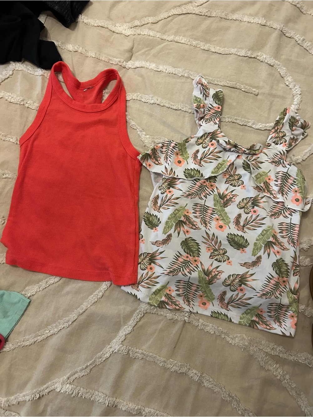 Source Unknown Kids Red Ribbed Tank Top & Floral Ruffle Tie-Strap Top Set - Picture 4 of 5